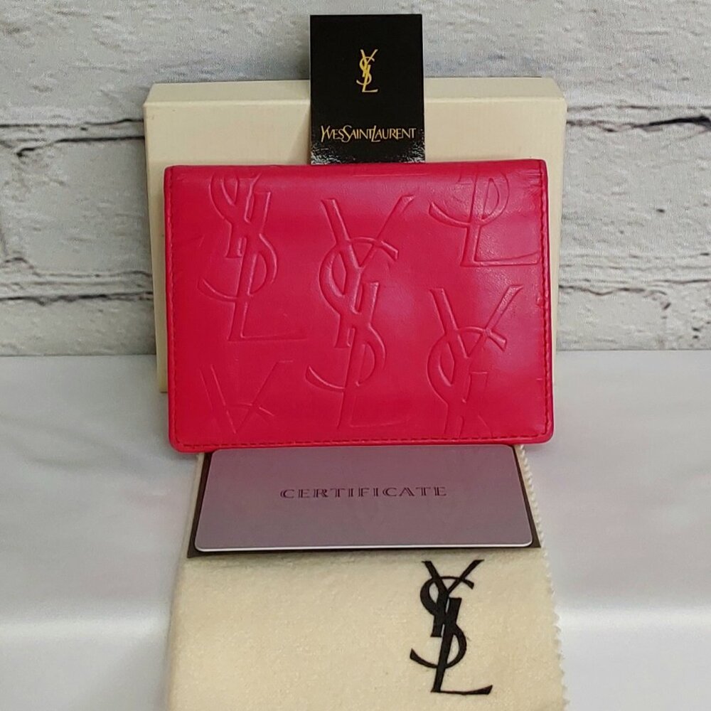 'YVES SAINT LAURENT' LEATHER EMBOSSED PROFILE CARD CASE WALLET SET •FULL INCL• - Picture 15 of 15